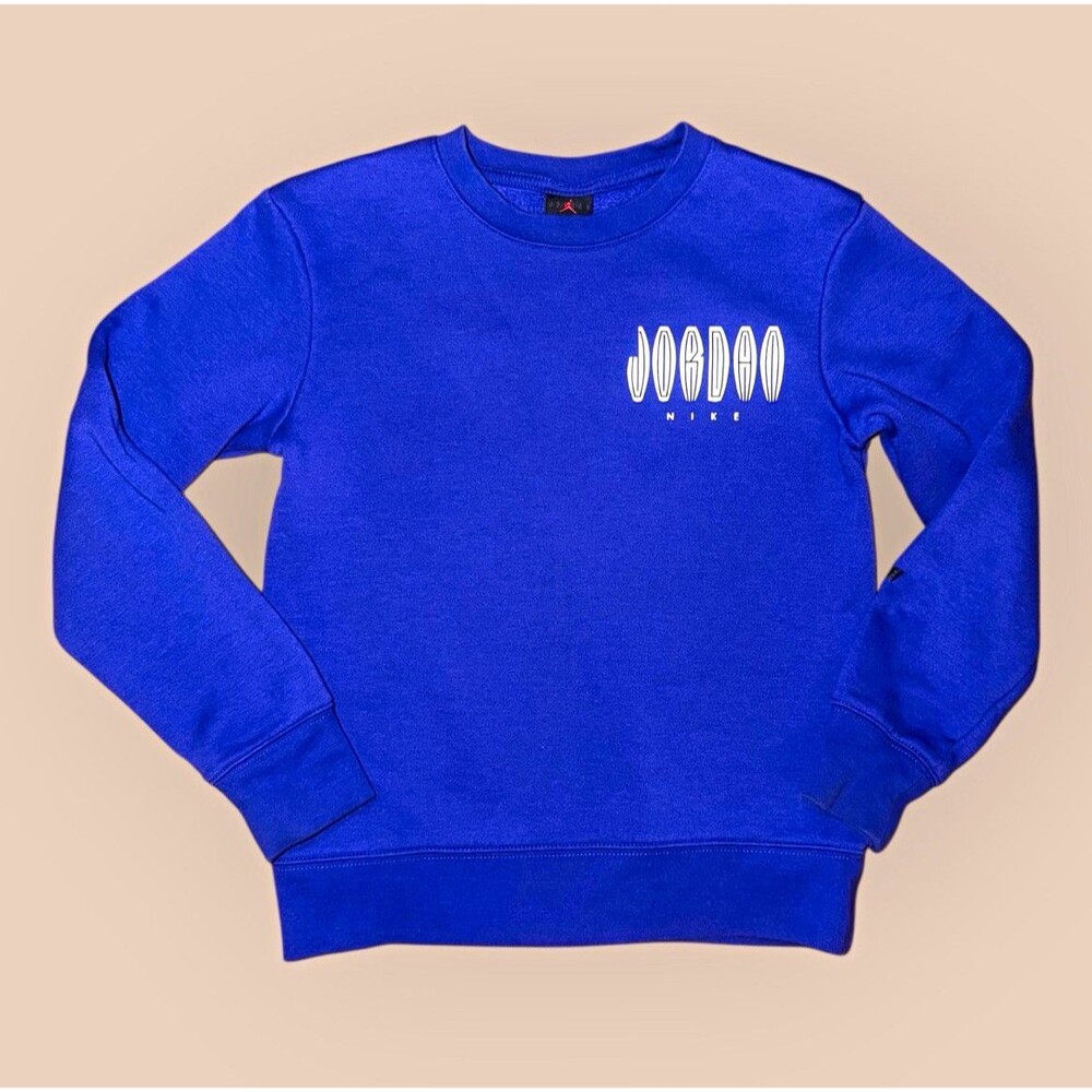 Jordan Boys M Purple Crewneck Fleece Pullover Sweatshirt Jumpman Logo Graphic